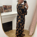 Robe longue graphique Shelly - Chocolat - GRACE & MILA