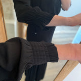 Robe longue manches smockées - Noire - IKKS WOMEN