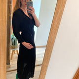 Robe longue manches smockées - Noire - IKKS WOMEN