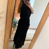 Robe longue manches smockées - Noire - IKKS WOMEN