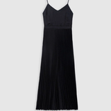 Robe longue plissée à fines bretelles - Noire - IKKS WOMEN