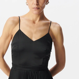 Robe longue plissée à fines bretelles - Noire - IKKS WOMEN