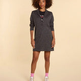 Robe chemise maille faux-uni - Noir - I.Code