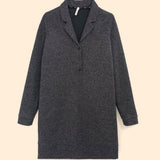 Robe chemise maille faux-uni - Noir - I.Code