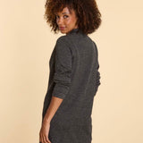 Robe chemise maille faux-uni - Noir - I.Code