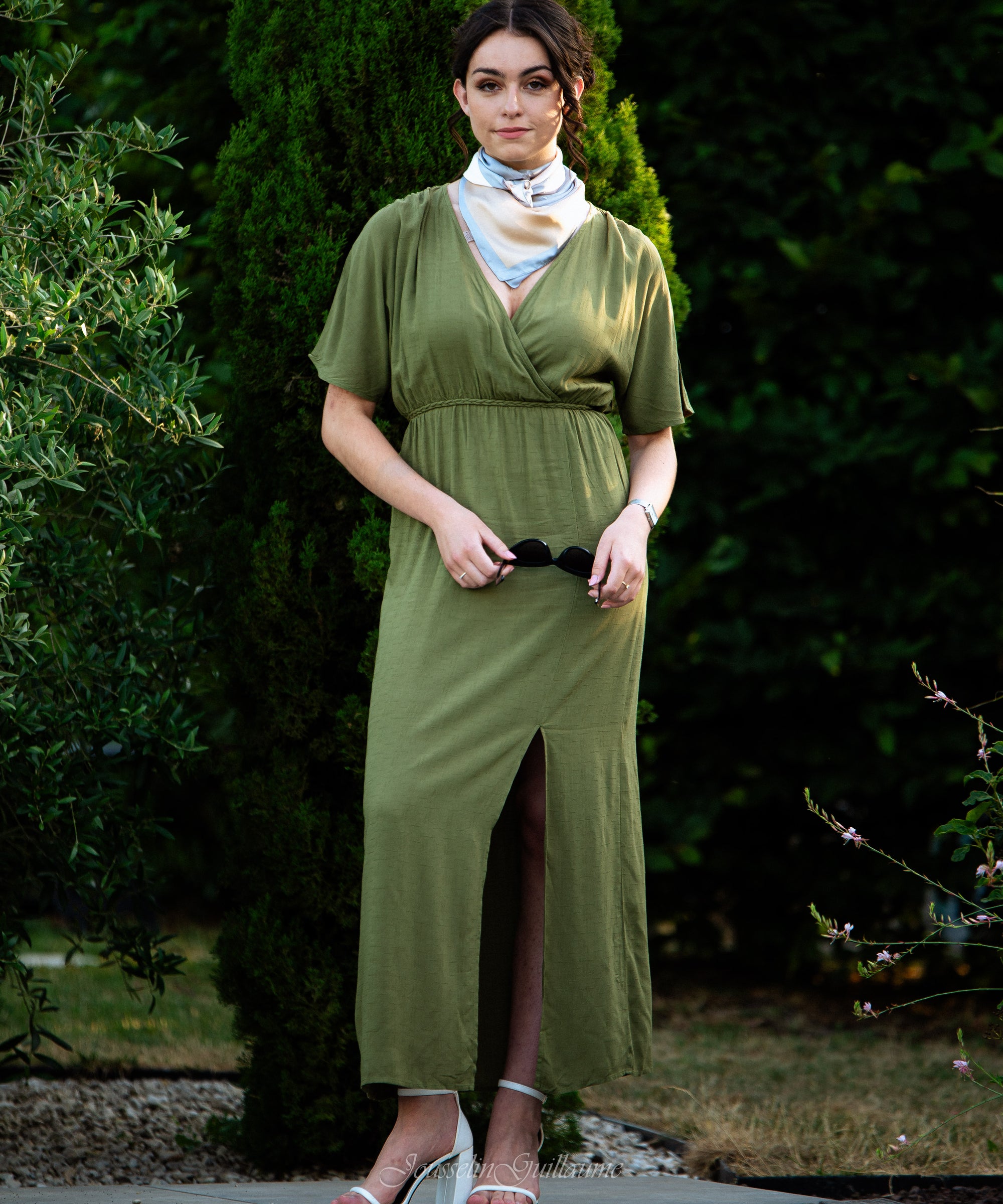 Robe maxi cache-cœur Vimolira - Olive - VILA