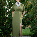 Robe maxi cache-cœur Vimolira - Olive - VILA