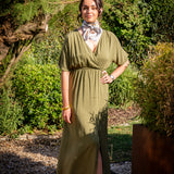 Robe maxi cache-cœur Vimolira - Olive - VILA