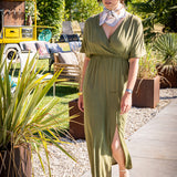Robe maxi cache-cœur Vimolira - Olive - VILA