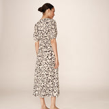 Robe midi imprimée avec fente Poldie - Noire - GRACE & MILA
