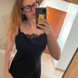 Robe petite bretelle et dentelle Carmen - Noire - SUNCOO