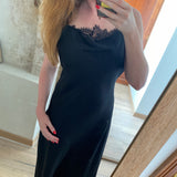Robe petite bretelle et dentelle Carmen - Noire - SUNCOO