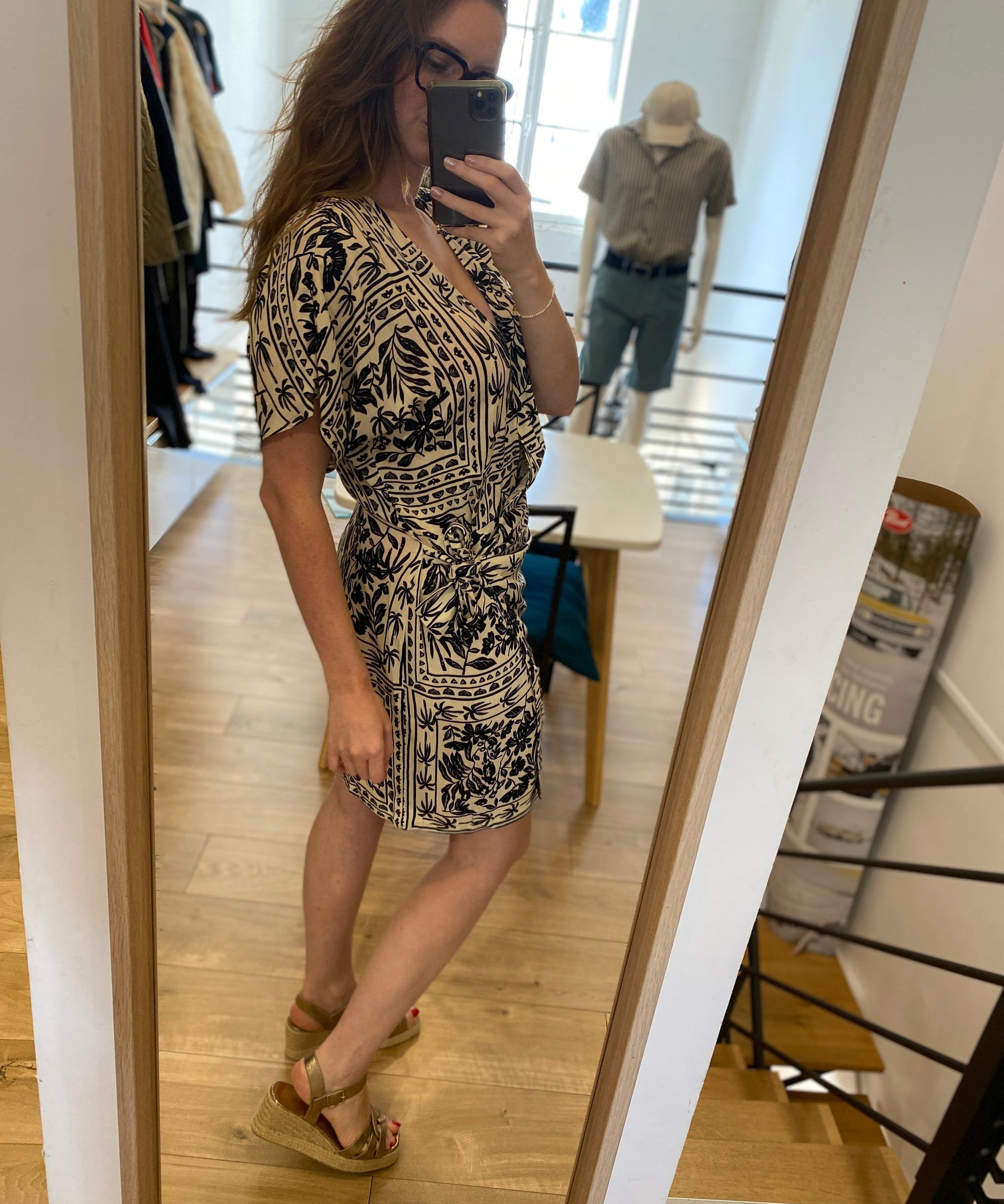 Robe portefeuille cache-cœur bandana - Ecru - I.CODE