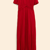 Robe plissée drapée à la taille - Rouge carmin - I.Code