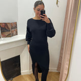Robe longue en maille Rouseraphine - Meteorite - ROUGE EDIT