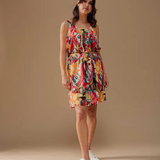 Rio printed sleeveless dress - Ecru - C'EST BEAU LA VIE