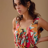 Rio printed sleeveless dress - Ecru - C'EST BEAU LA VIE