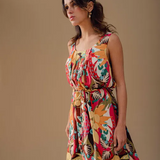 Rio printed sleeveless dress - Ecru - C'EST BEAU LA VIE