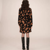 Robe courte graphique Selia - Chocolat - GRACE & MILA