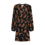 Robe courte graphique Selia - Chocolat - GRACE & MILA
