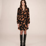 Robe courte graphique Selia - Chocolat - GRACE & MILA