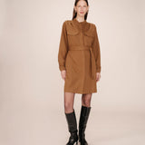 Robe chemise courte Serbia - KAKI - GRACE & MILA