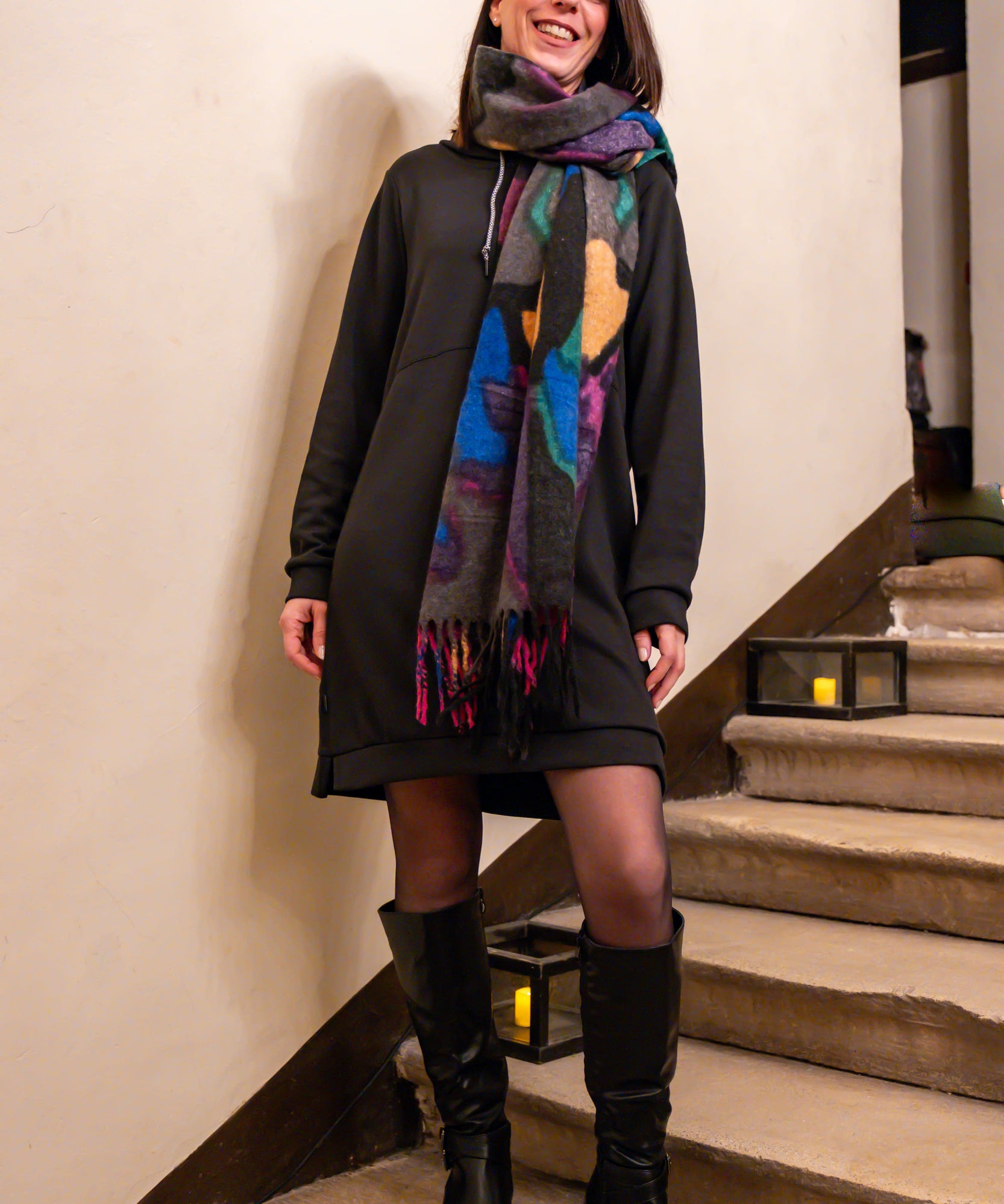 Robe sweat Teana en molleton - Noir - Sun Valley femme