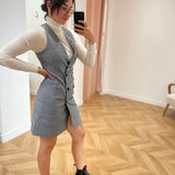 Robe tailleur sans manche Raisy - Prince de galles - LA PETITE ETOILE