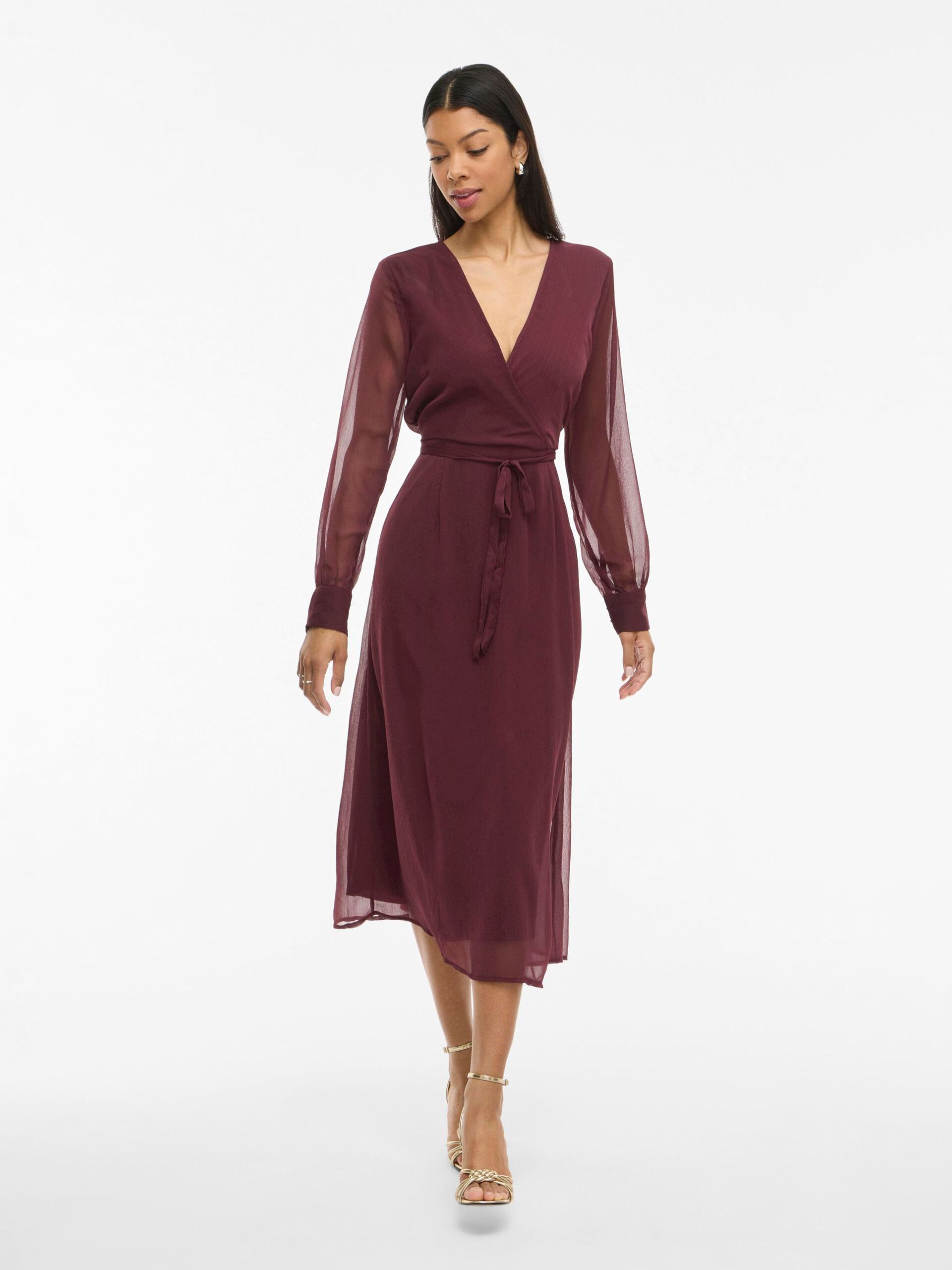 Robe mi-longue VIFALIA VILA Fig – portée de face en mouvement