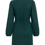 Robe courte VILYRI VILA vert sapin – vue produit de dos avec ceinture à nouer