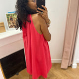 Robe courte évasée en lin dos à nouer  Whola - Fushia - GRACE & MILA
