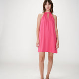 Robe courte évasée en lin dos à nouer  Whola - Fushia - GRACE & MILA