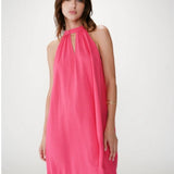 Robe courte évasée en lin dos à nouer  Whola - Fushia - GRACE & MILA
