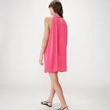 Robe courte évasée en lin dos à nouer  Whola - Fushia - GRACE & MILA