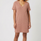 Robe courte droite rayée Teilay - Argile rouge - SUN VALLEY FEMME