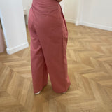 Pantalon large plissé en lin coton Robin - Rose - GRACE & MILA