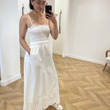 Robe longue bustier bas brodé Rosebella - Blanche - GRACE & MILA