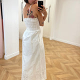 Robe longue bustier bas brodé Rosebella - Blanche - GRACE & MILA