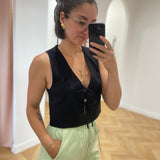 Gilet court avec liens à nouer Rubens - Noir - GRACE & MILA