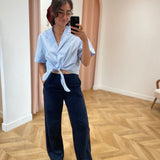 Blouse à rayures avec lien à nouer Ruth - Bleu - GRACE & MILA