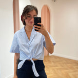 Blouse à rayures avec lien à nouer Ruth - Bleu - GRACE & MILA