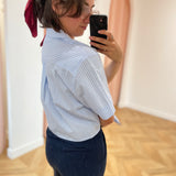 Blouse à rayures avec lien à nouer Ruth - Bleu - GRACE & MILA