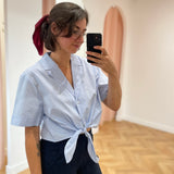 Blouse à rayures avec lien à nouer Ruth - Bleu - GRACE & MILA