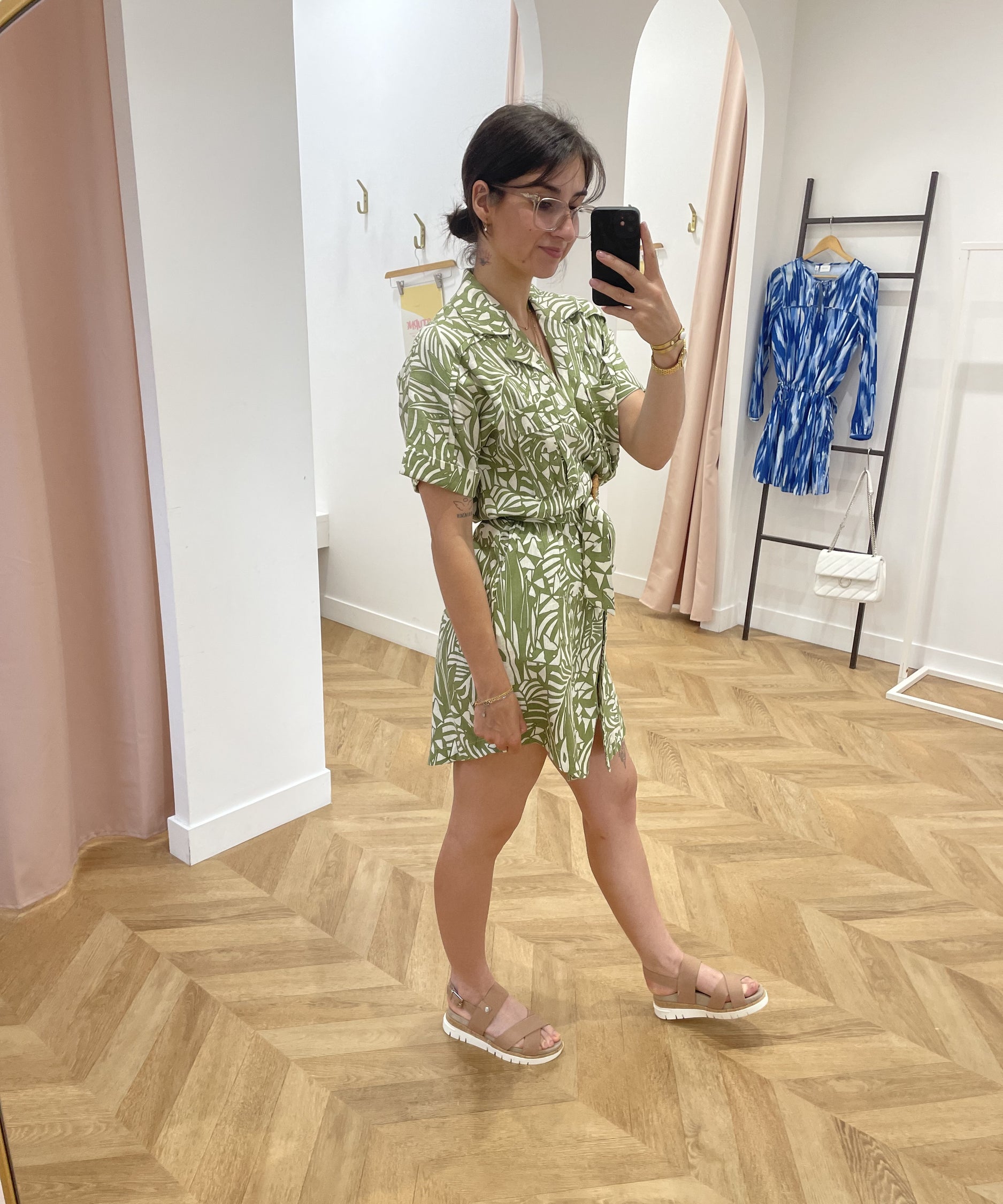 Robe chemise à imprimé jungle - Kaki - SUNCOO