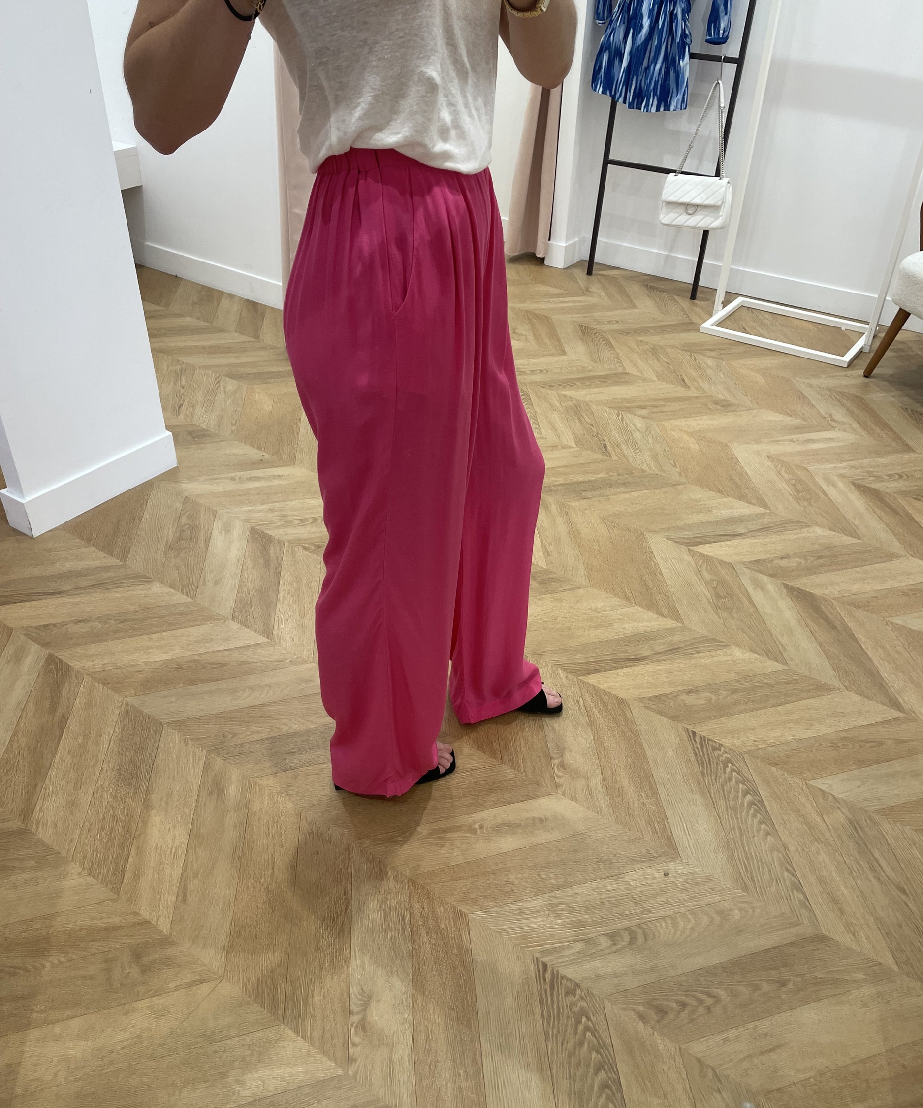 Pantalon large taille haute Juan - Fuchsia - SUNCOO