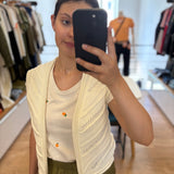 Galad Openwork Detail Cropped Cardigan - Off-white - SUNCOO