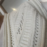 Galad Openwork Detail Cropped Cardigan - Off-white - SUNCOO