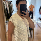 Galad Openwork Detail Cropped Cardigan - Off-white - SUNCOO