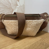 Plush fanny pack - Beige and camel - LORA