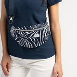 Qoany print fabric fanny pack - Navy blue - Sun Valley women